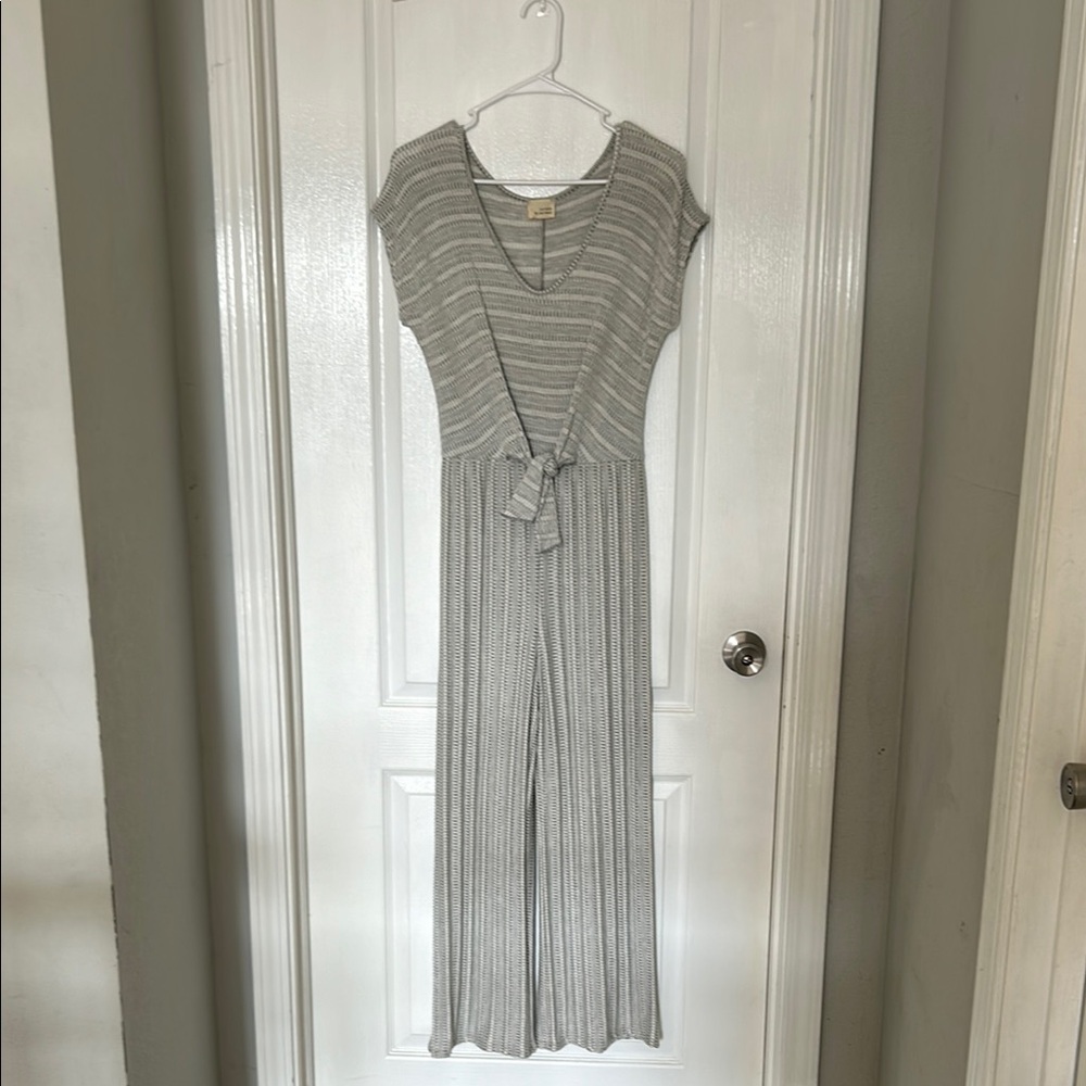 Gray Striped Jumpsuit